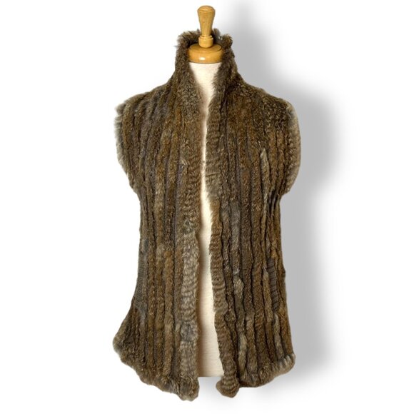 Marc by Marc Jacobs Rabbit Fur Knit Wool Vest Pockets OS Natural Color - Picture 2 of 11